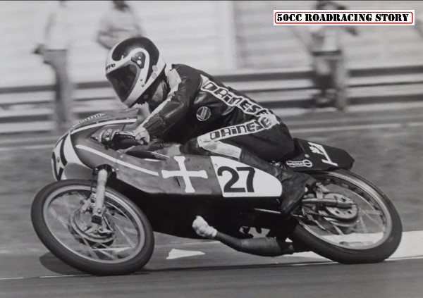 Paul Rimmelzwaan had this special livery on his Bakker Kreidler, for the last ever 50cc race!