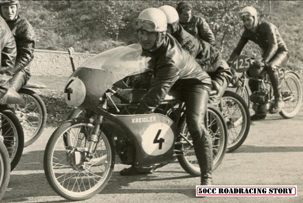 Early days for Hans Hummel - homebuilt Kreidler racebike.