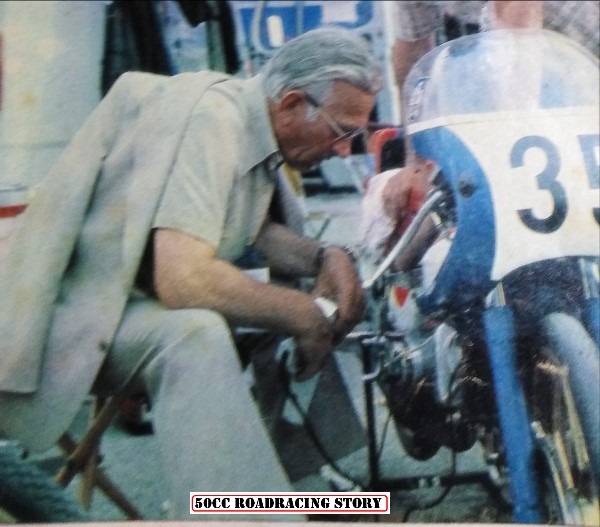 Vilko servicing one of the 50cc racers.